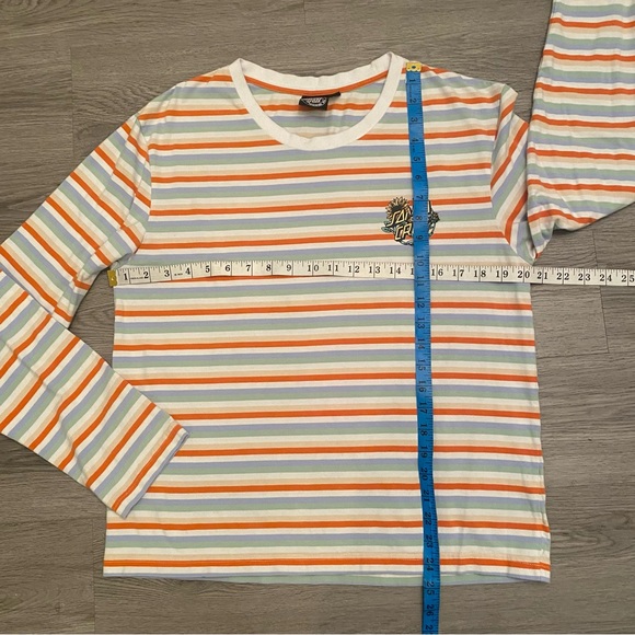 Santa Cruz Sunflower Dot Orange & White Stripe Long Sleeve T-Shirt Size M - Picture 4 of 9